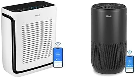 LEVOIT Purificadores de aire con monitor de calidad de aire para habitación grande del hogar, Vital 200S y Core 400S, color negro
