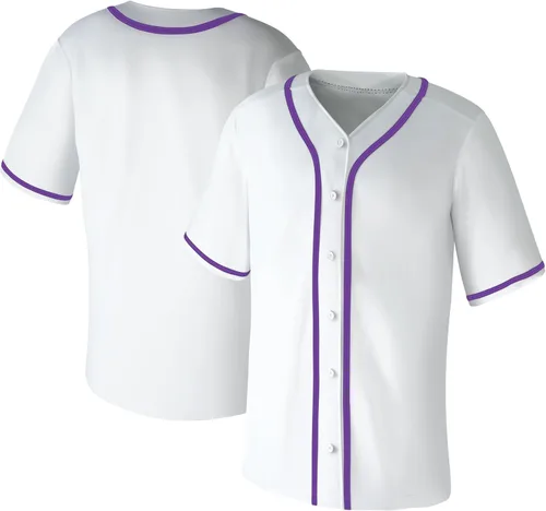 Miniatura 11 de Camisetas de béisbol en blanco para hombre, camisas de manga corta, estilo Hip Hop, deportivas, casuales, con botones, uniformes Hip Pop