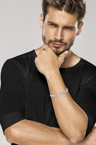Miniatura 2 de Miabella 925 Sterling Silver Italian Solid 9mm Diamond-Cut Cuban Link Curb Chain Bracelet for Men, Made in Italy