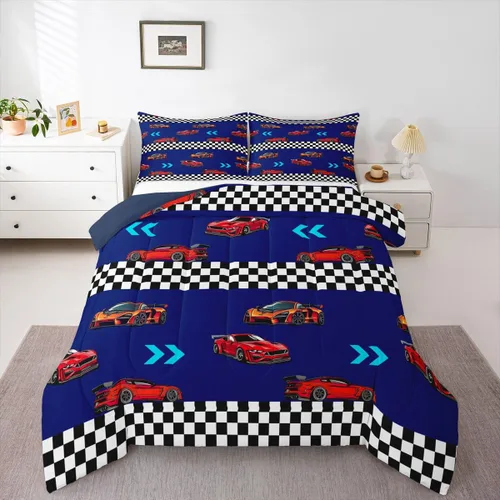 Miniatura 19 de Feelyou Juego de ropa de cama de camión de bomberos, edredón de coche de bomberos y policía para decoración de habitación de niños, tamaño Multi D05