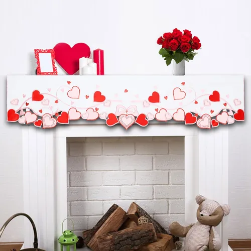 Bufanda bordada con diseño de corazón y mantel (70 x 17 pulgadas)