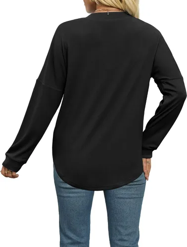 Miniatura 4 de Heymiss Suéteres Henley de manga larga para mujer, a la moda de otoño, tallas S-2XL