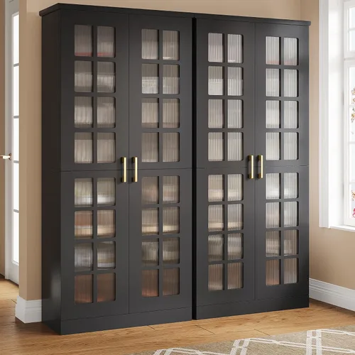Miniatura 13 de Tribesigns Zapatero alto con puertas, almacenamiento de zapatos de 8 niveles con estantes ajustables, moderno organizador de zapatos para entrada
