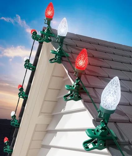 Miniatura 12 de Brightown Luces LED de Navidad C9 para Exteriores, 99 Pies 150 Luces LED C9 en Cadena con 150 Clips de Resorte, Luces de Árbol de Navidad Varios