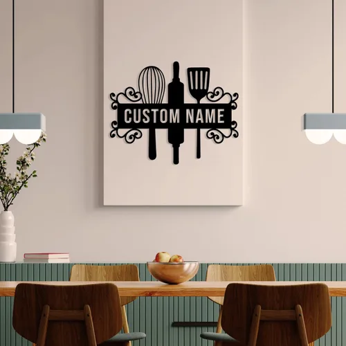 Miniatura 2 de Letrero de nombre de cocina personalizado, decoración de pared de metal, letrero de metal personalizado para cocina, decoración de pared de cocina