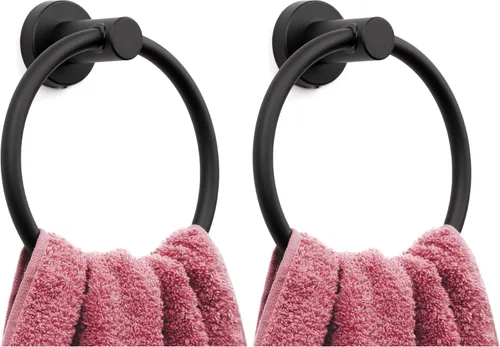 Miniatura 11 de Marmolux Acc Juego de 2 piezas de accesorios de baño negro mate - Toallero de mano para pared de baño + soporte de papel higiénico negro