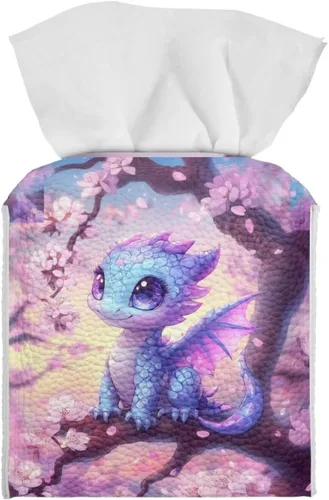 Miniatura 20 de 250th Anniversary Square Tissue Box Cover Pu Leather Tissue Holder Facial Paper Cover Waterproof Toilet Paper Holder for Bathroom Bedroom Modern