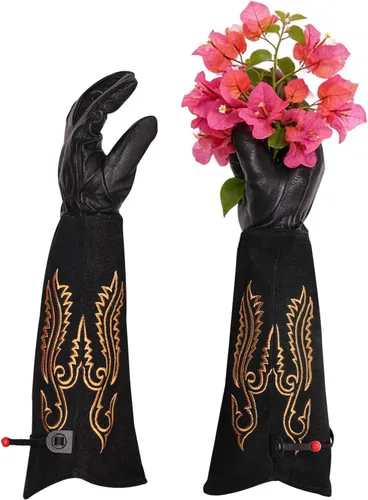 Miniatura 7 de Guantes de jardinería a prueba de espinas para poda de rosas y recortes de cactus, guantes largos de cuero de jardín para mujeres y hombres (talla M)