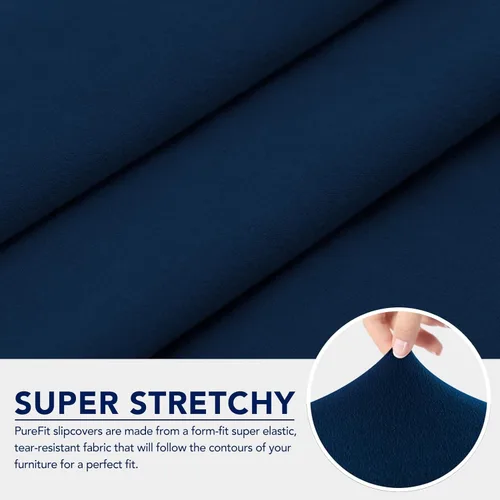 Miniatura 5 de PureFit Funda de sofá 100 % impermeable doble para sofás y sofás, funda elástica de forro polar antideslizante, lavable, protector de muebles a Azul