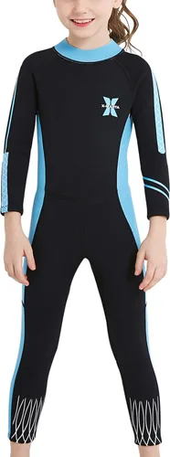 DIVE & SAIL Traje de neopreno de 0.098 in para niños, manga larga, protección UV, traje de baño térmico