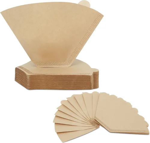 Filtros de café 4 conos, 100 unidades de filtro desechable sin blanquear para cafetera por goteo, filtros de papel de café de 8 a 12 tazas, filtros