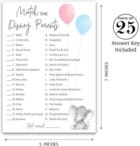 Miniatura 2 de GENDER REVEAL - Juego de fiesta de caricaturas para padres, paquete de 25 unidades, juego de baby shower rosa o azul, juego de baby shower, combina