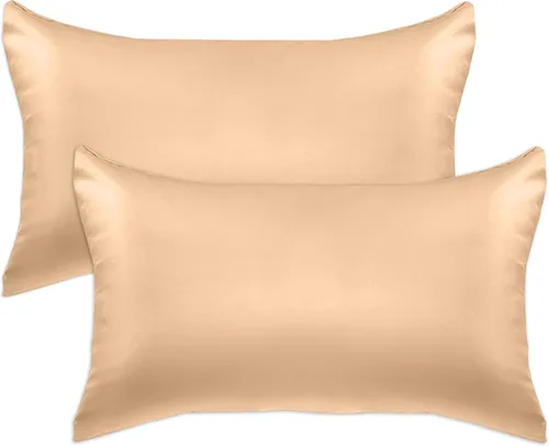 Miniatura 73 de Elegant Comfort Juego de 4 fundas de almohada de satén de viscosa refrescante con cierre de cremallera oculto, suave como la seda para el cuidado