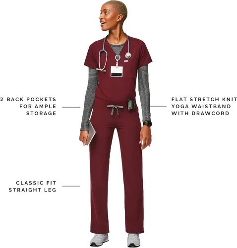 Miniatura 2 de FIGS Livingston - Pantalones médicos básicos para mujer, cintura de yoga, 2 bolsillos, ajuste clásico de pierna recta
