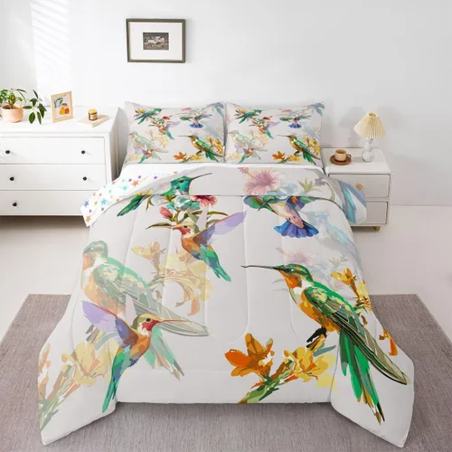 Miniatura 11 de Juego de edredón de pollo tamaño individual, juego de ropa de cama de conejo azul y rosa, caricatura Kawaii de animales salvajes, edredón amarillo