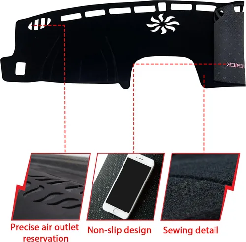 Miniatura 2 de Tapete antideslizante para tablero de instrumentos compatible con Ford Maverick 2022 2023 2024 Protector solar (borde negro)