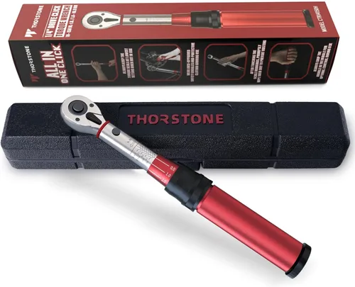 Miniatura 9 de Thorstone - Llave dinamométrica de 1/2 pulgada, 10-150 pies-libra/13.6~203.5 Nm, llave de torque de clic, ±2% en sentido horario, alta precisión