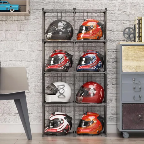 Miniatura 12 de Caja organizadora de sombreros, estante para casco de motocicleta montado en el piso, moderna tienda comercial al por menor vitrina
