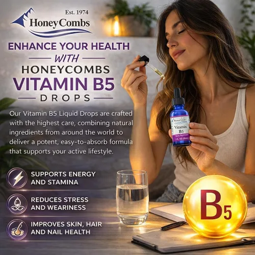 Miniatura 3 de Vitamina B5 Gotas de ácido pantoténico 500% DV Líquido B5 Suplemento Vegano Vitamina B Complejo Líquido Rápida Absorción Rápida Gotas Líquidas Apoyo