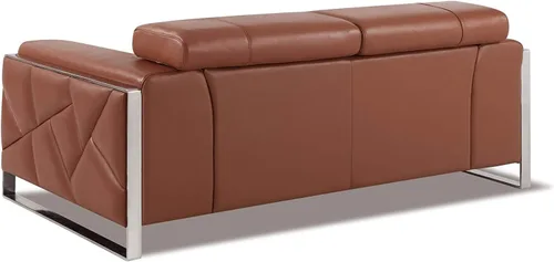 Miniatura 7 de BlackJack Furniture Gianni - Juego de cuero italiano de grano superior con reposacabezas ajustables de 9 posiciones, patrón geométrico Camello