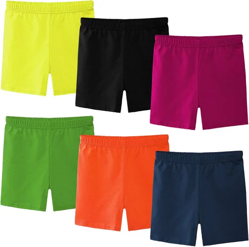 Ruisita Paquete de 6 pantalones cortos de baile para niñas, pantalones cortos de ciclismo, transpirables y seguros, Gris, azul marino, blanco