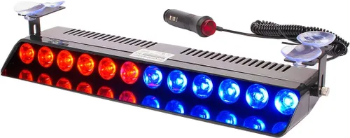 Miniatura 8 de Luz Estroboscópica de Destello LED Azul de Advertencia de Emergencia con 12 LED, Ventosa para Salpicadero Interior, Techo, Parabrisas, Salpicadero