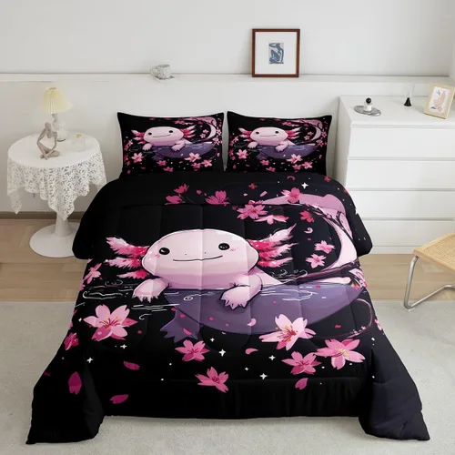 Miniatura 13 de Erosebridal Juego de edredón de ballena náutica, tamaño individual, juego de ropa de cama vintage azul con ondas oceánicas para niños y niñas