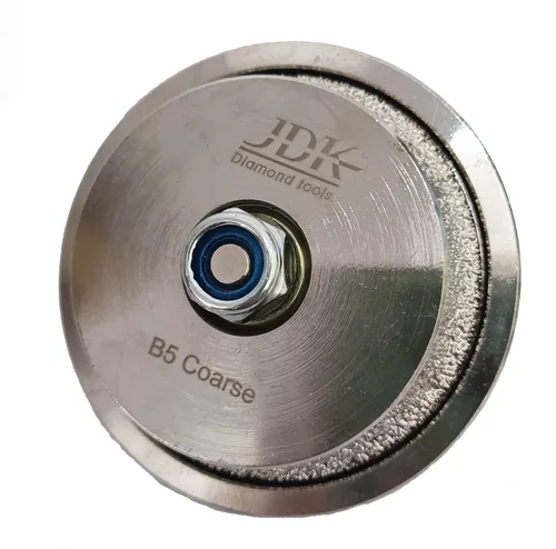 Miniatura 3 de JDK B5 Diamond Hand Profiler Wheel Broca de enrutador soldado al vacío grueso 5/8 ''-11 rosca Demi Half Bullnose 3/16 pulgadas forma para piedra