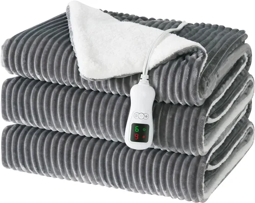 Miniatura 21 de Manta térmica eléctrica, calentador de manta lavable para el hogar para adultos, calentamiento rápido, franela suave súper acogedora de 50 x 60