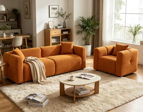 Miniatura 10 de VANOMi Juego de sofá modular seccional extragrande en forma de nube con sofá de 95" y sillones de 42" para sala de estar, juego de muebles tapizados