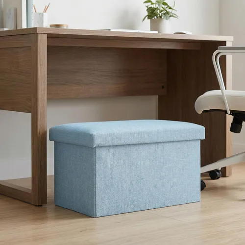 Miniatura 2 de HOZEON 3 Pack 15.7 x 9.8 x 9.11 Inches Folding Storage Ottoman, Blue Rectangle Footrest Seat, Multifunctional Foot Stool for Living Room, Office