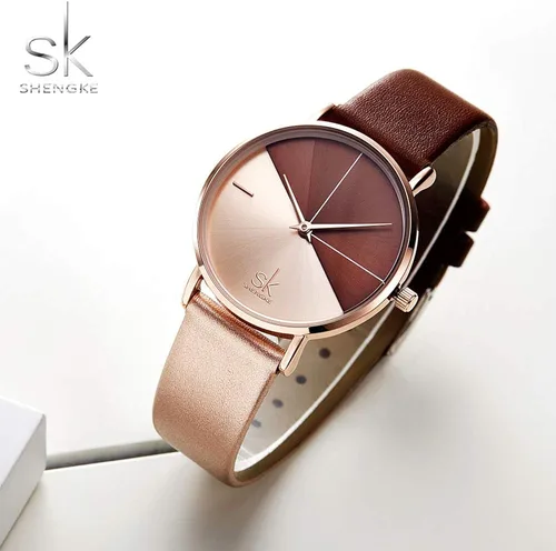Miniatura 2 de SHENGKE Simplicity Creative - Reloj de pulsera para mujer, de cuero auténtico, elegante, para mujer, Movimiento de cuarzo