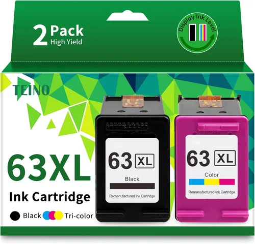 TEINO 63XL - Cartuchos de tinta de repuesto en negro y color para HP Ink 63 63XL, paquete combinado para impresoras HP OfficeJet 4520 3830 4650 5258