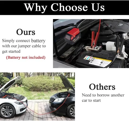 Miniatura 8 de GRZWAYS Cables de puente con adaptador compatibles con batería de arranque M18 de 18V de Mil.waukee, cables de refuerzo automotriz de 2 pies y 8AWG