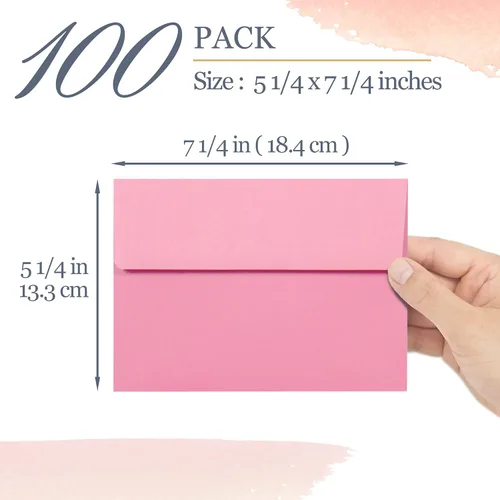 Miniatura 4 de Sobres de invitación, paquete de 100 sobres de 5 x 7 pulgadas, sobres A7 para invitaciones, color rosa, 5 1/4 x 7 1/4 pulgadas Rosado