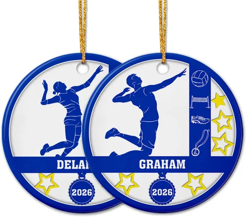Miniatura 22 de Adorno de cerámica para jugador de bádminton, regalo para hombres y mujeres, adorno de cerámica personalizado para Navidad 2025, adorno para amantes