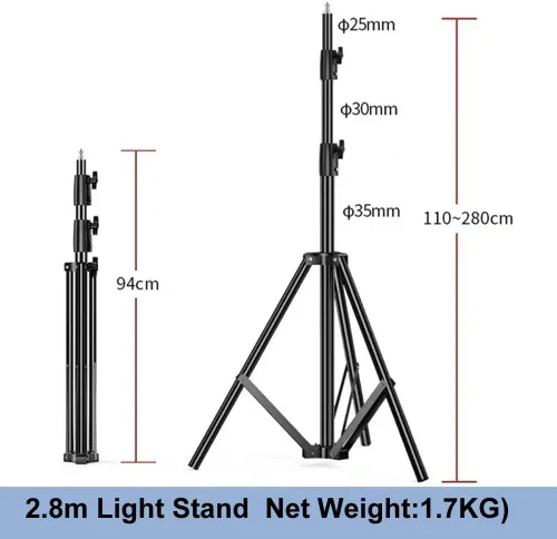 Miniatura 6 de Soporte de luz resistente de 9.2 pies/110.2 in, 22.0 lbs, resorte de carga máxima, soporte de luz de aluminio acolchado para fotografía con tornillo