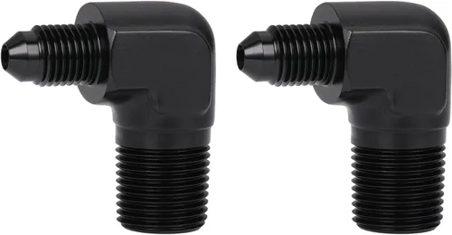 Miniatura 63 de 3AN macho Flare a 1/4 NPT tubo macho 90 grados codo adaptador unión aluminio negro