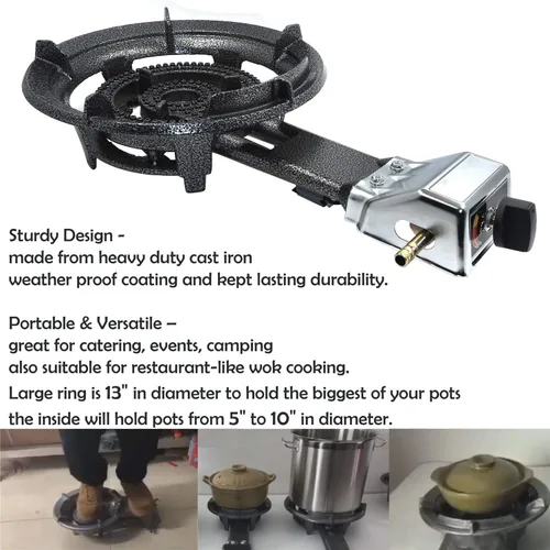 Miniatura 3 de Estufa portátil de gas propano para exteriores de 10KW/34000 BTU con manguera Jumbo Super Supergas Camp Camping Tailgating Gas Fire