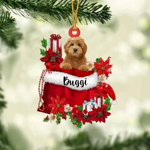 Miniatura 193 de Perro Akita Inu personalizado en bolsa de regalo, adorno de Navidad, nombre personalizado, regalo para amantes de los perros, familia, Navidad
