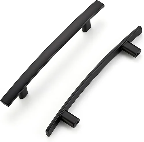 Miniatura 21 de Ravinte Paquete de 5 manijas de gabinete negras para gabinetes de cocina, tiradores curvados para cajones de 5-3/16 pulgadas de largo con agujero