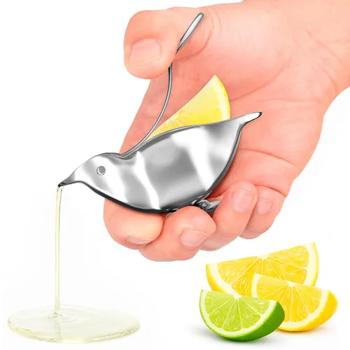 Exprimidor de Limón Bird con Boca de Vaciado - Exprimidor Cítrico Manual | Prensa de Frutas de Mano para Limones y Limas | De Acero Inoxidable,
