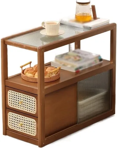 Miniatura 7 de TOMYEUS Aparador de buffet, estante simple para sala de estar, armario lateral de cristal, armario de cocina, armario de té móvil, armario