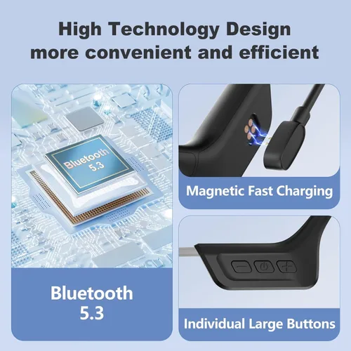 Miniatura 6 de Auriculares de conducción ósea Bluetooth, auriculares inalámbricos impermeables IPX7 mejorados, auriculares abiertos Bluetooth 5.3 con micrófono