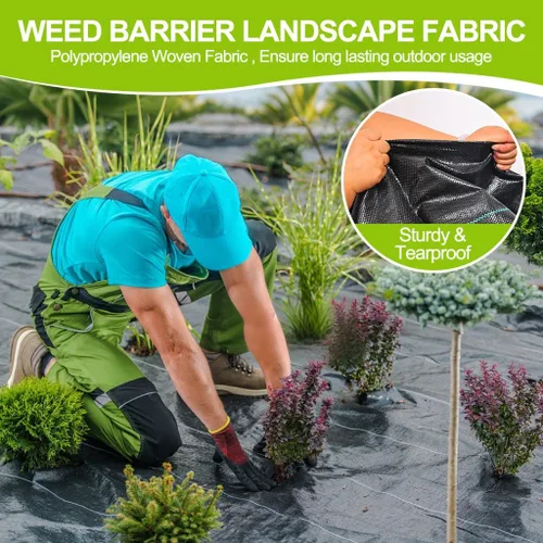Miniatura 2 de 3ft x 50ft Weed Barrier Fabric Roll, 3.2oz Heavy Duty Woven Geotextile Ground Cover, Breathable Weed Block Cloth for Garden Beds, Vegetable Garden