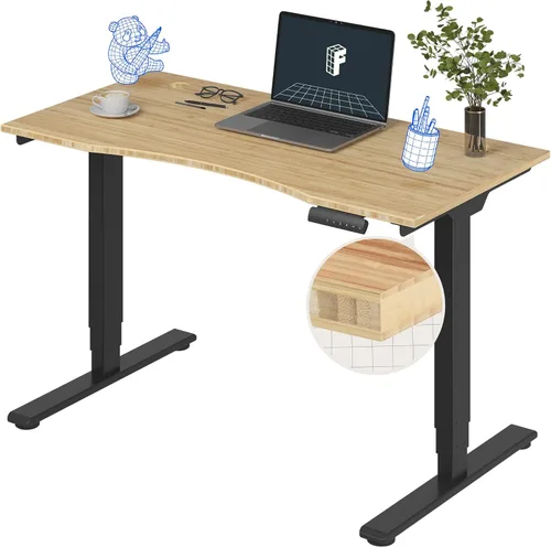 Miniatura 36 de FlexiSpot E6 Bamboo - Escritorio eléctrico de pie de 3 etapas con motor dual de 48 x 24 pulgadas, soporta 220 libras, altura ajustable con ajustes