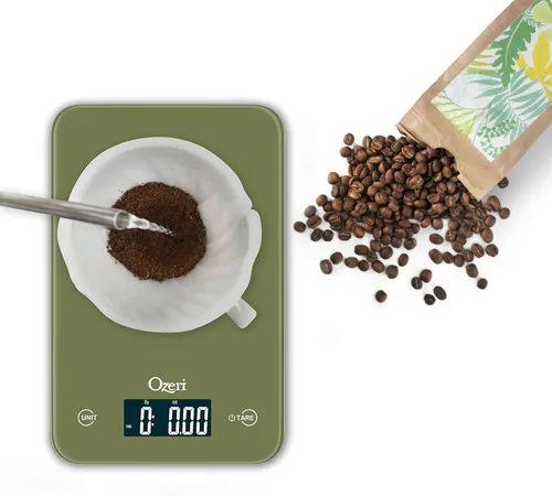 Miniatura 3 de Ozeri Touch - Báscula digital profesional de cocina (edición de 12 libras) en vidrio templado Verde Cala