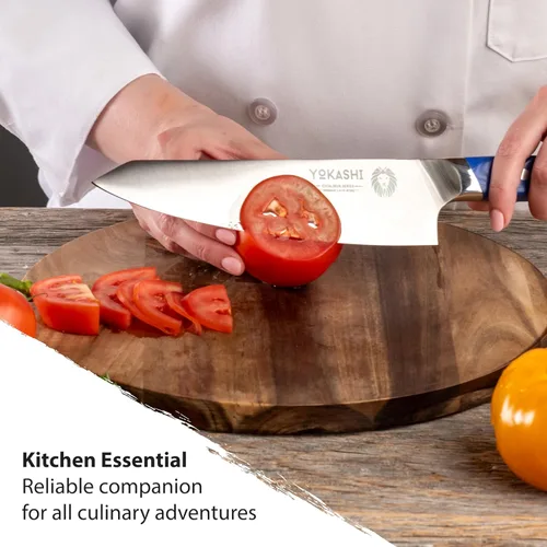 Miniatura 3 de YOKASHI Excalibur Cuchillo de Chef - Cuchillo de cocina de acero alemán duradero de 8 pulgadas - Cuchillo de cocina afilado para picar, rebanar