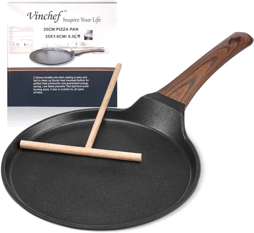 Vinchef Sartén antiadherente para crepes, sartén de 11 pulgadas para tortillas Dosa Tawa, tortillas, panqueques crujientes, sartén para panqueques a