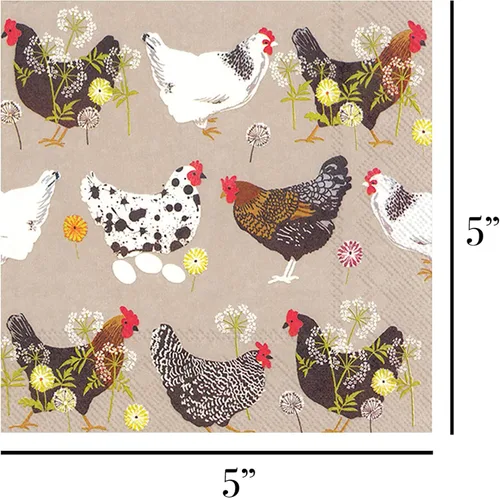 Miniatura 3 de Boston International Ideal Home Range - Servilletas de cóctel de papel de lino para gallinas, 20 unidades, 5 x 5